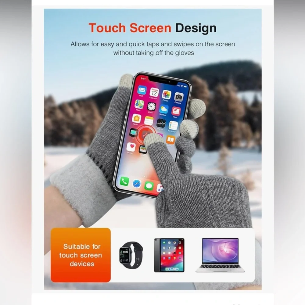 🆕 4 Pairs Winter Gloves for Women Cold Weather, Touchscreen Texting Gloves